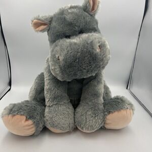 *Large* Animal Alley Gray HIPPO 16" Plush Pale Pink Feet Ears Toys R Us 2017